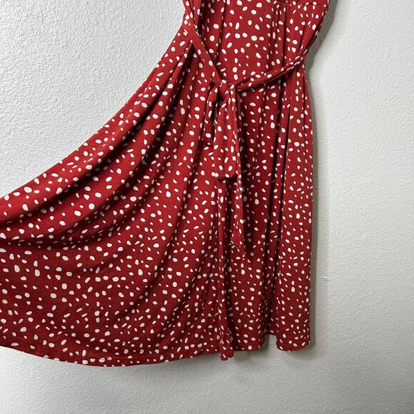 41 Hawthorn Dress Kassidy Faux Wrap V-Neck Burnt Orange Dot Large Jersey Knit - Picture 4 of 9